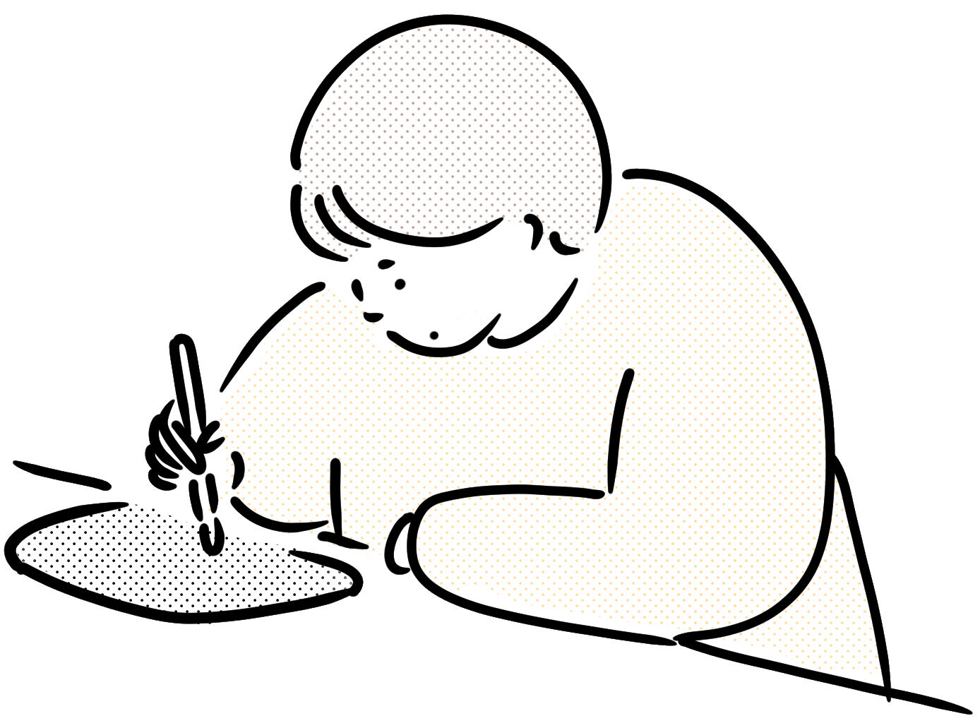 筆で書いている人のイラスト